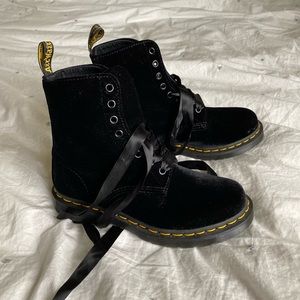 Dr. Martens black velvet boots